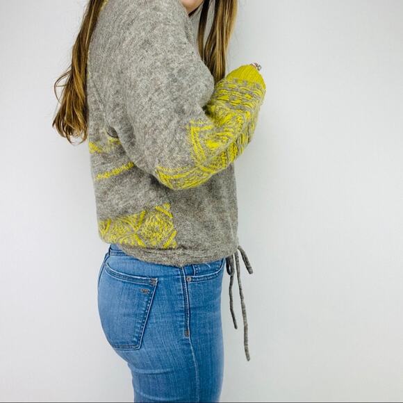 Free People gray yellow balloon sleeve sweater - Picture 4 of 5